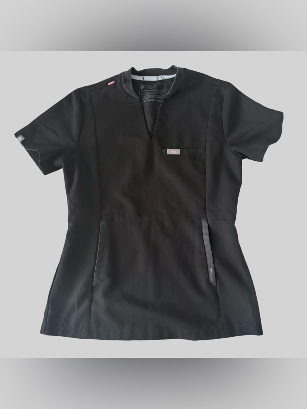 Figs 4 pocket fitted scrub top womens XXS BLACK euc